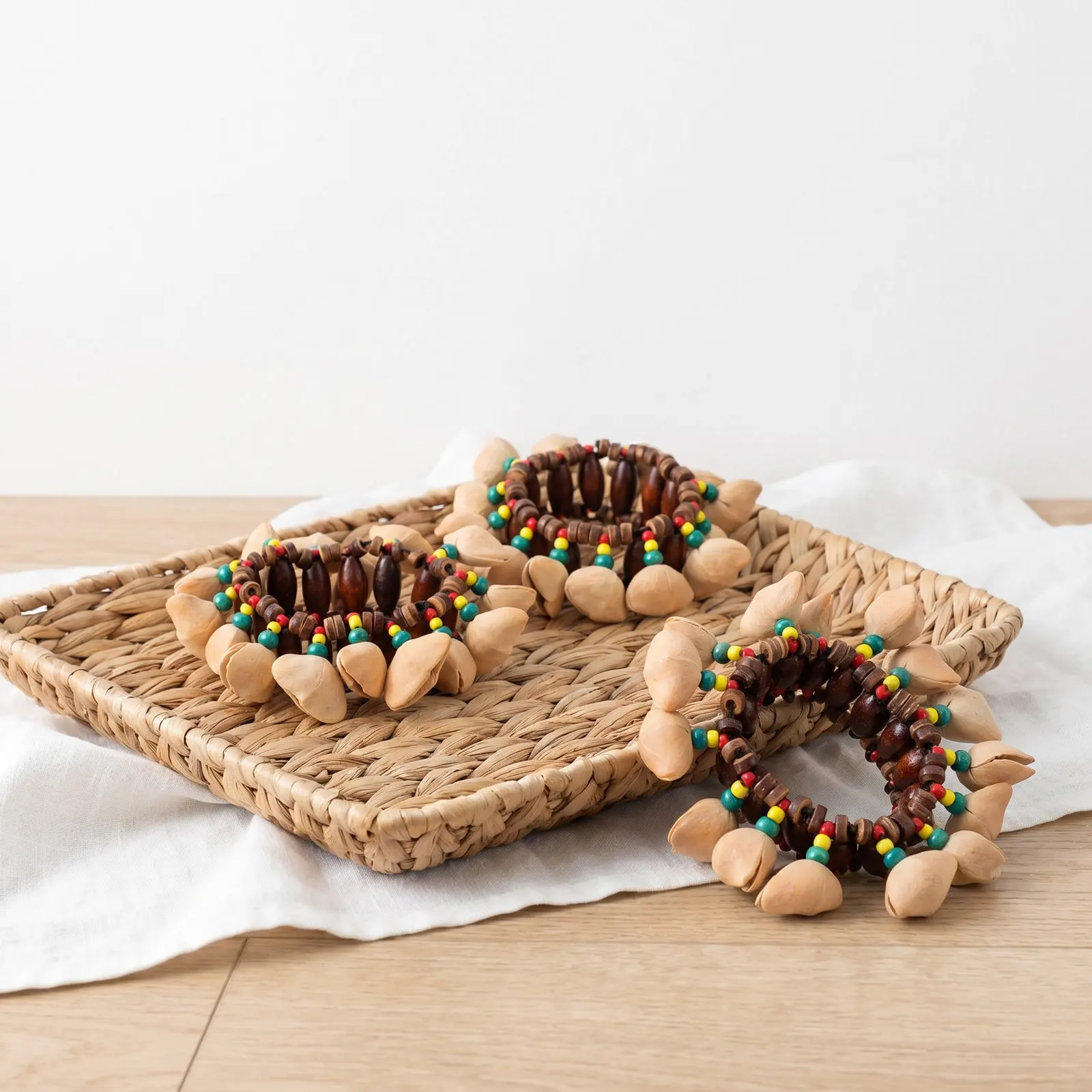 3Pcs African Nuts Shell Bracelet Lightweight Ethnic Coconut Shell Shaker Wrist Instrument for Rhythm Training Tribal Music