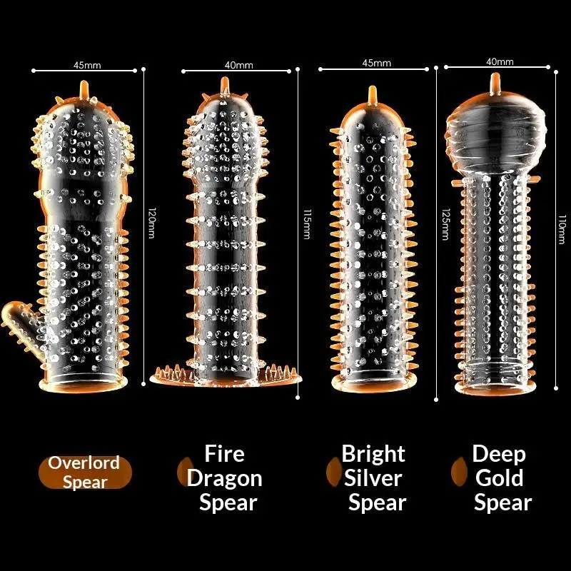 【SA】【SA】1Pcs Penis Sleeve Condoms For Men Extension Dick Enlargement Delay Ejaculation Spike Clit Massager Cover Crystal Condoms view 4