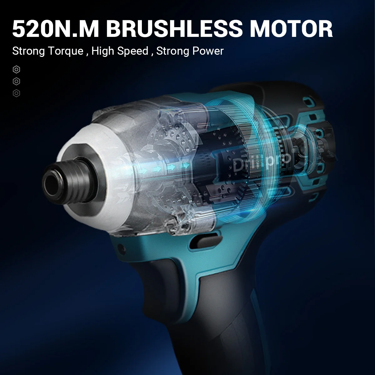 Drillpro 388VF Cordless Brushless Electric Screwdriver  1/4 inch Power Tools  Drill Driver + LED Light For Makita 18V Battery