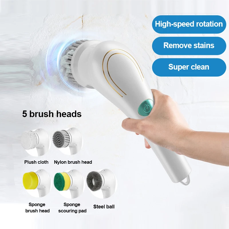 5 In 1 Electric Cleaning Brush Bathroom Bathtub Brush Sink Wash Brush Kitchen Cleaning Tool USB Multifunction Cleaning Tool