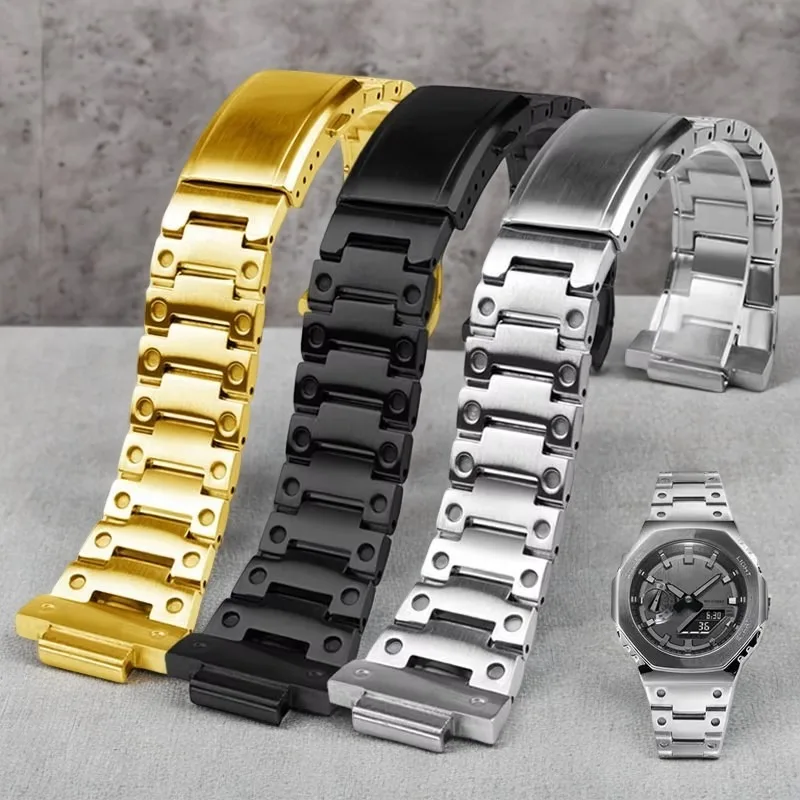 

ga2110 High Quality Solid Stainless steel For Casio G-SHOCK GM-2100/GA-2100 watchband Men's Watch Strap Folding buckle Bracelet