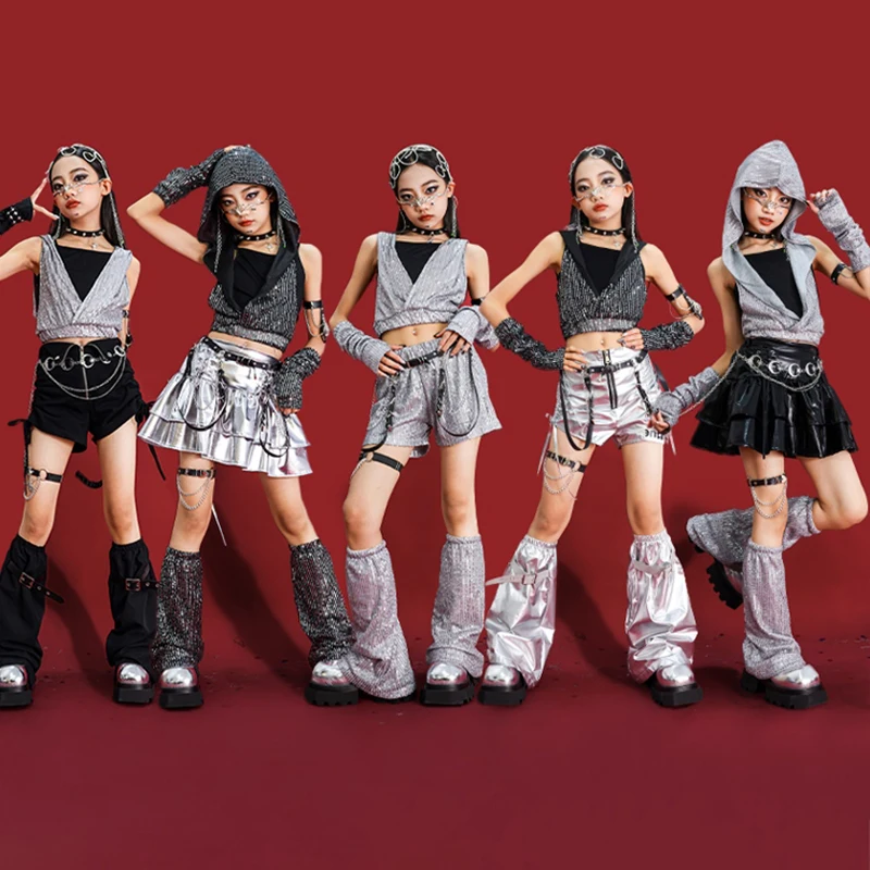 

Kpop Outfit Jazz Stage Costume Girls Clothing Summer Top Shorts Skirt Set Model Show Performance Clothes Street Dance Wear 2222