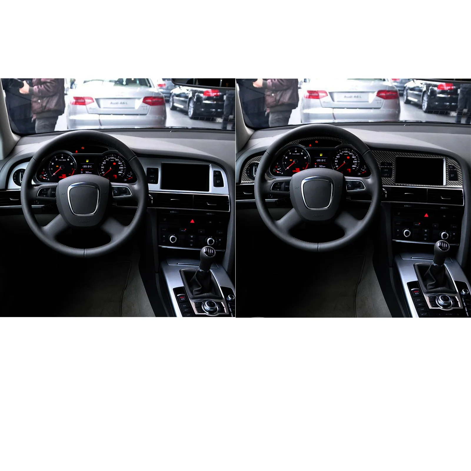 For Audi A6 S6 2005-2011 Carbon Fiber Speedometer Surround Navigation Panel Frame Interior Accessories (3pcs)