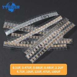 200pcs 1210 SMD Chip Capacitor 0.1UF 0.47UF 0.68UF 1UF 2.2UF 4.7UF 10UF 22UF 47UF 100UF 6.3V 10V 16V 25V 50V Capacitors Pack