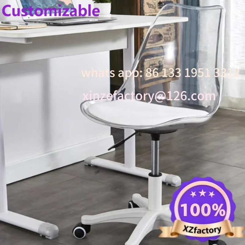 Customizable Rotating Computer Chair Dressing Transparent Plastics Elevated Move Rotating Chair Writing Desk Home