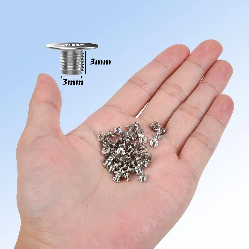 50PCS M2x2.5 Flat Head Cross Screws Nickel Plated Carbon Steel For Computer Installation With 3.0 Screwdriver And Storage Box