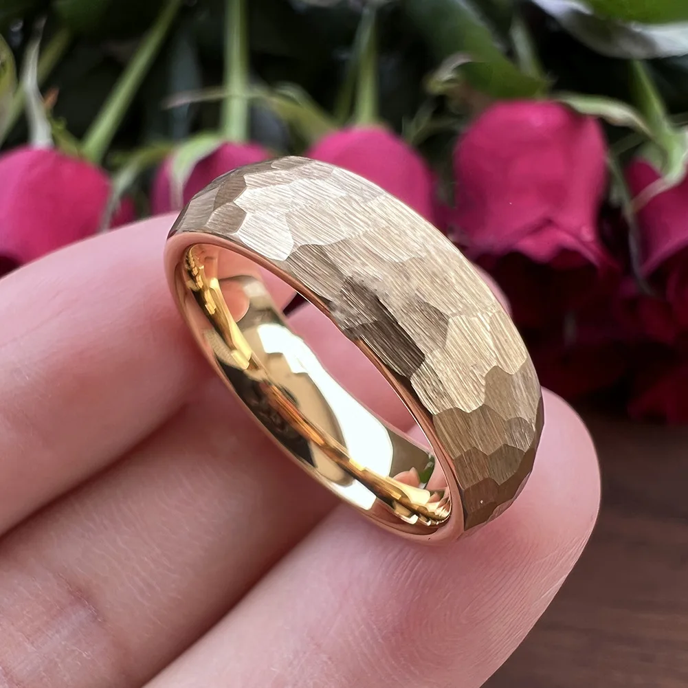 6MM 8MM Multicolor Men Women Tungsten Wedding Ring Multi-Faceted Hammered Brushed Finish Fashion Gift Jewelry
