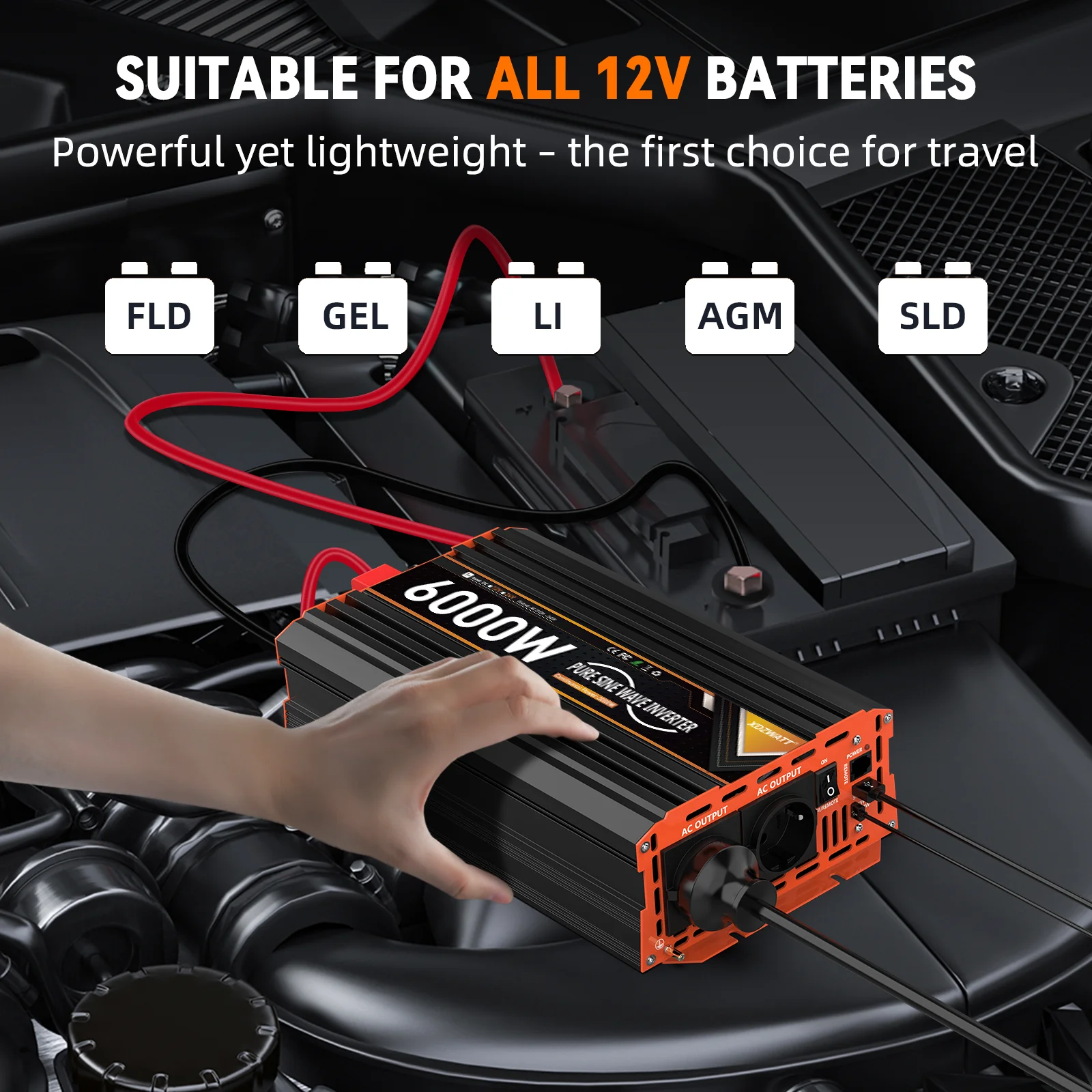 6000 W Spitzenleistung Reiner Sinus-Wechselrichter DC 12 V 24 V zu AC 230 V 50 Hz EU-Buchse LCD Auto Voltmeter Konverter Transformator LCD – Detail 6