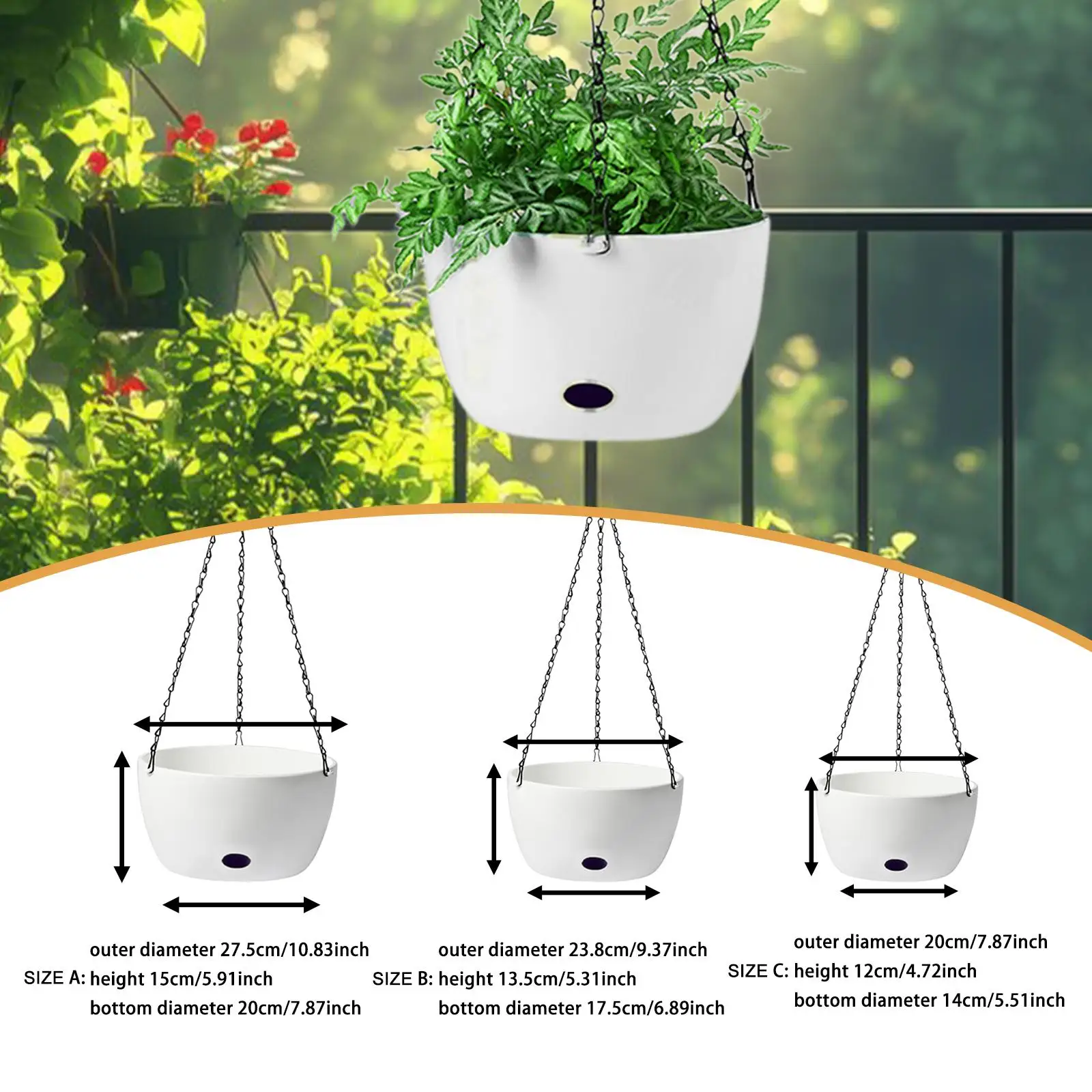 

Hanging Planter Ornament Nursery Planting Pot for Indoor Outdoor Plants Hanging Flower Pot for Window Porch Garden Home Balcony