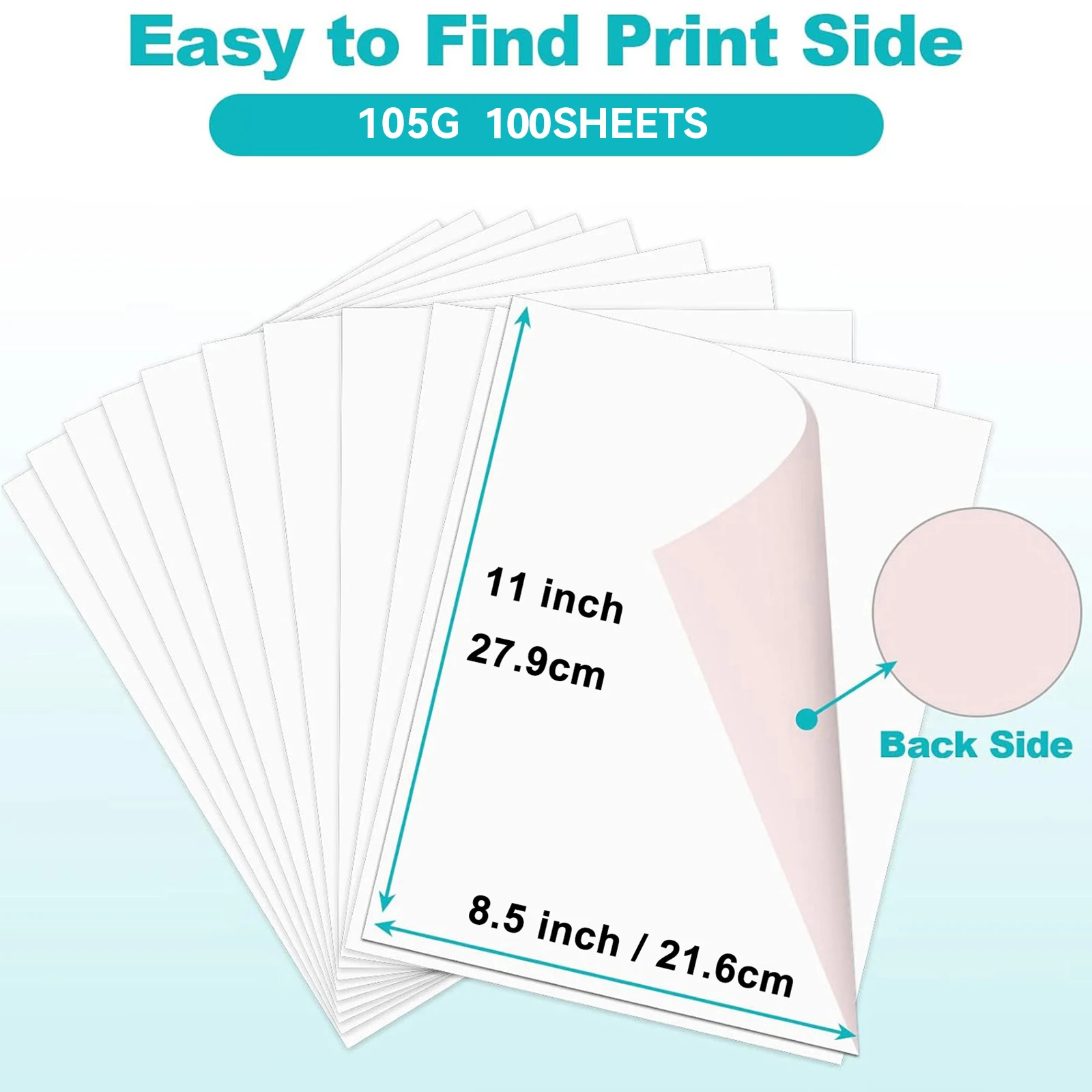 100 Sheets Sublimation Paper 8.5x11 Inch - 105g Work with Sublimation Ink and Inkjet Printers for Mugs T-Shirts Light Fabric