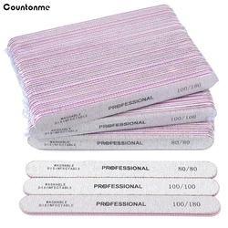 50Pcs Double Sided Sandpaper Nail File 80/100/180 Emery Board Trimmer Manicure Buffer For Manicure Salon Nail Supply