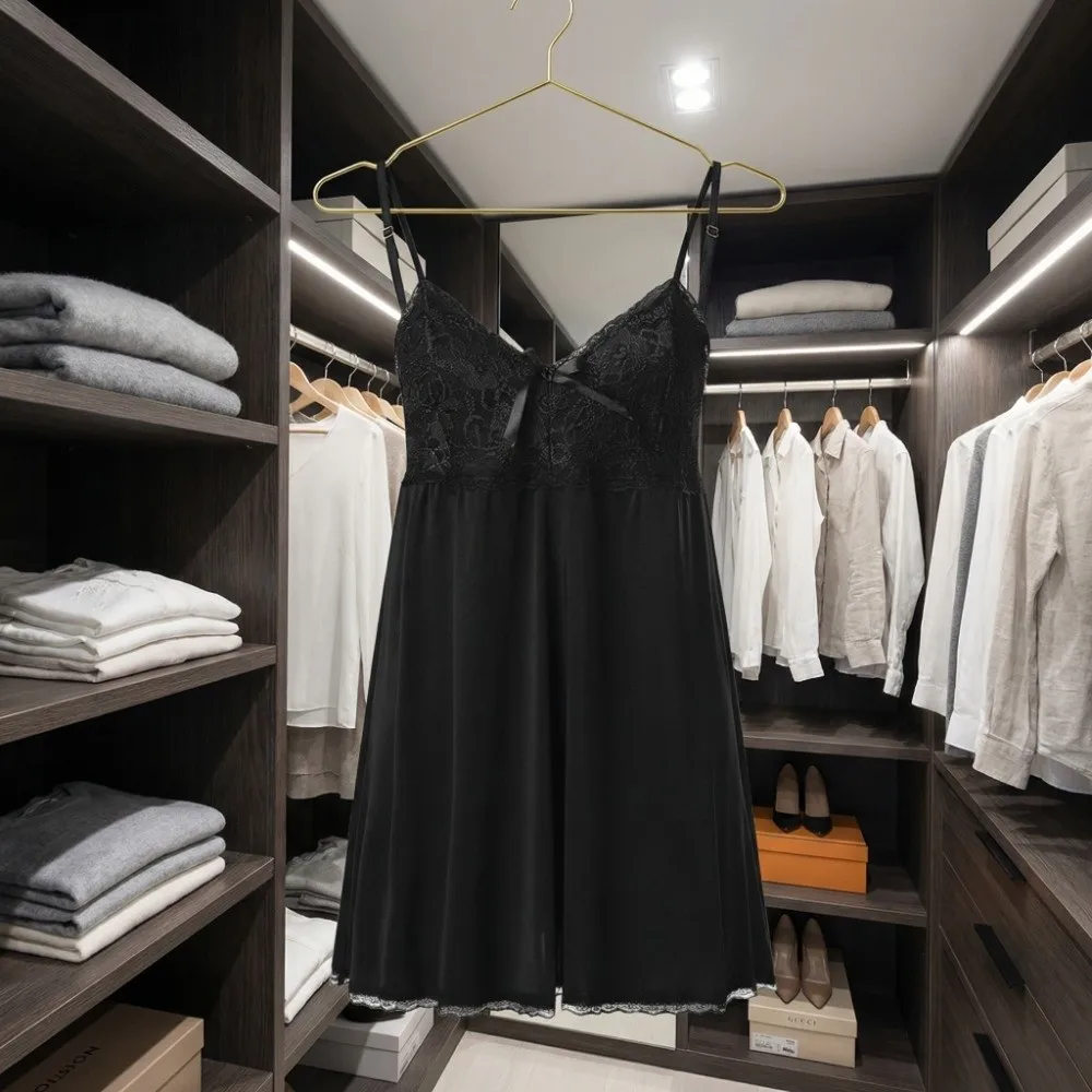 

Thin Women's Lace Pajamas Dress Lace Bow V Neck Lace Suspender Nightdress Split Party Dress Lace Slim Sling Nightgown Home