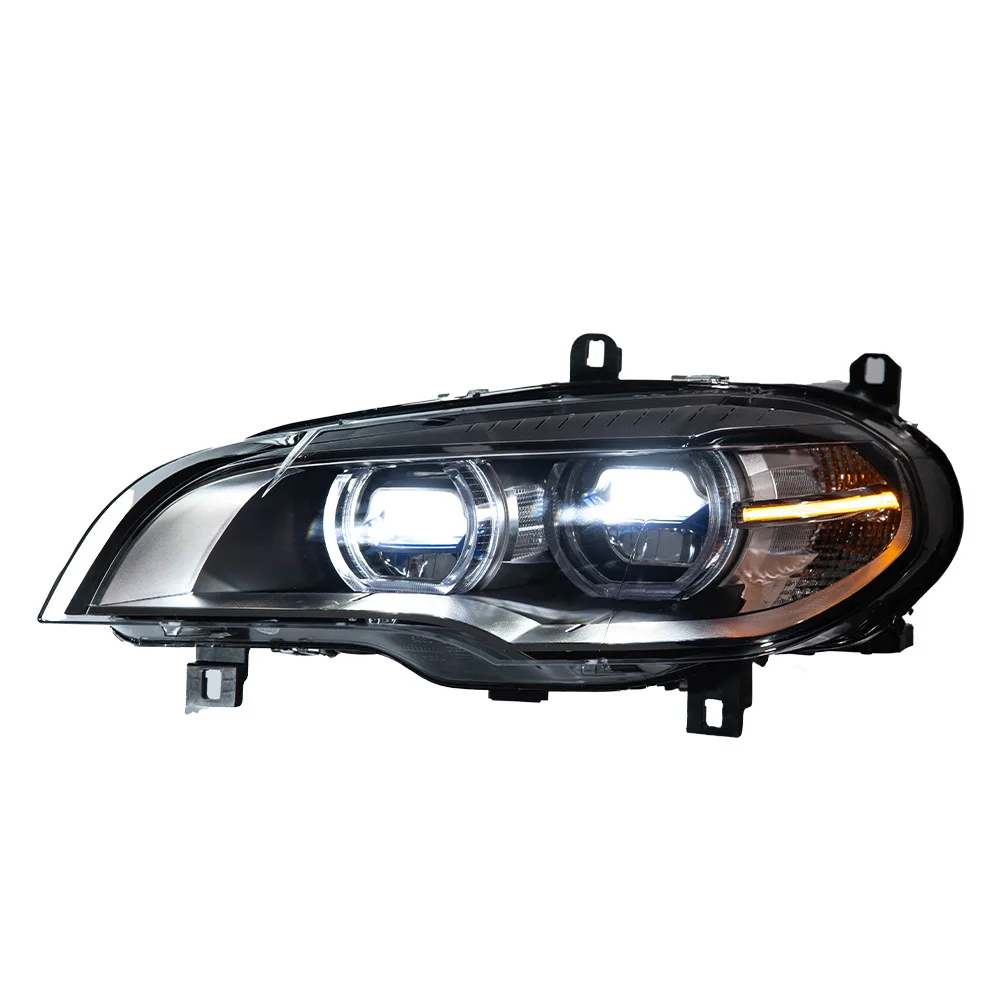 For LED Headlight Assembly for BMW X5 E70 2007-2013 Modified Angel Eyes LED DRL Front Lamp Retrofit Upgrade Kit Plug & Play