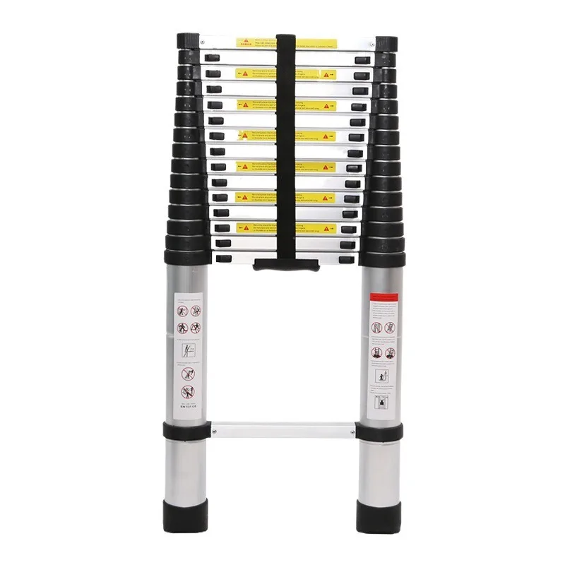 Telescopic Dual Ladder With Thick Reinforced Tube Portable Foldable Attic Step Ladder Hooked For Household Indoor Storage Access