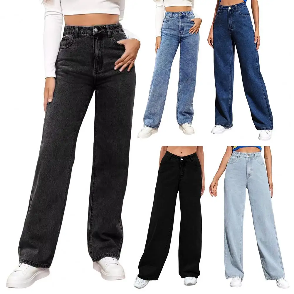 Patchwork Jeans Wide Leg Pants Sexy Women Blue Jeans Pants Denim Straight Trousers