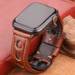 Genuine Leather Strap For Apple Watch Band Cowhide Bracelet 49mm 44mm 45mm 41mm 40mm 42mm 38mm Series Se Ultra Watchband