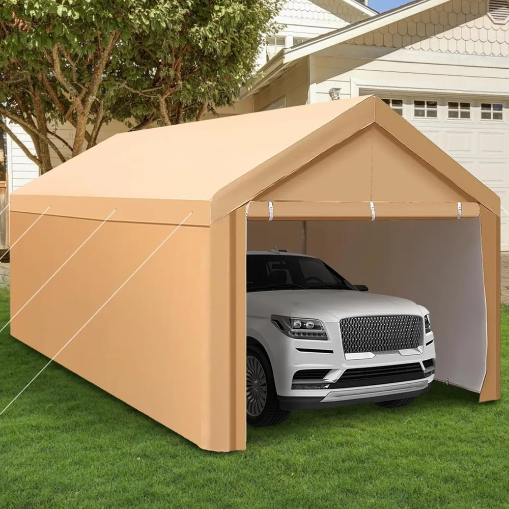 

10 x 20 футов для тяжелых условий эксплуатации, автомобильная палатка с навесом со съемными боковыми стенками и дверцами, портативный гараж с водонепроницаемым и УФ-покрытием