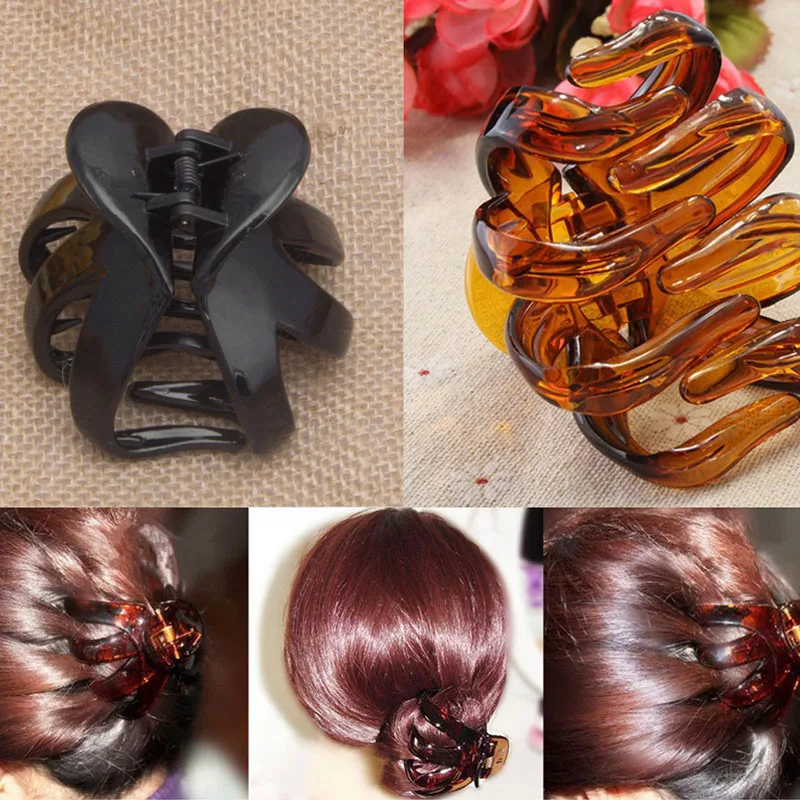 Women Octopus Claw Hair Clip Hairpin Accessory Curved Design Heart Shape Handle