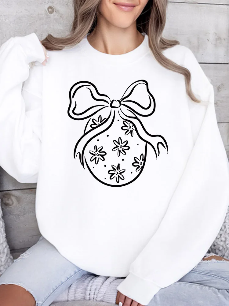 

Женский свитшот с круглым вырезом и бантом, повседневный пуловер с длинными рукавами, свободный крой, для ежедневной носки