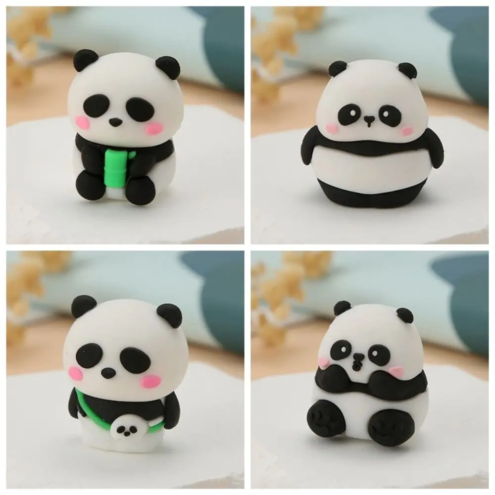 4 قطعة مبراة أقلام الباندا اللطيفة المحمولة بفتحة واحدة قاطعة أقلام رصاص كاواي باندا أدوات قطع قلم رصاص كرتونية هدية مكافآت