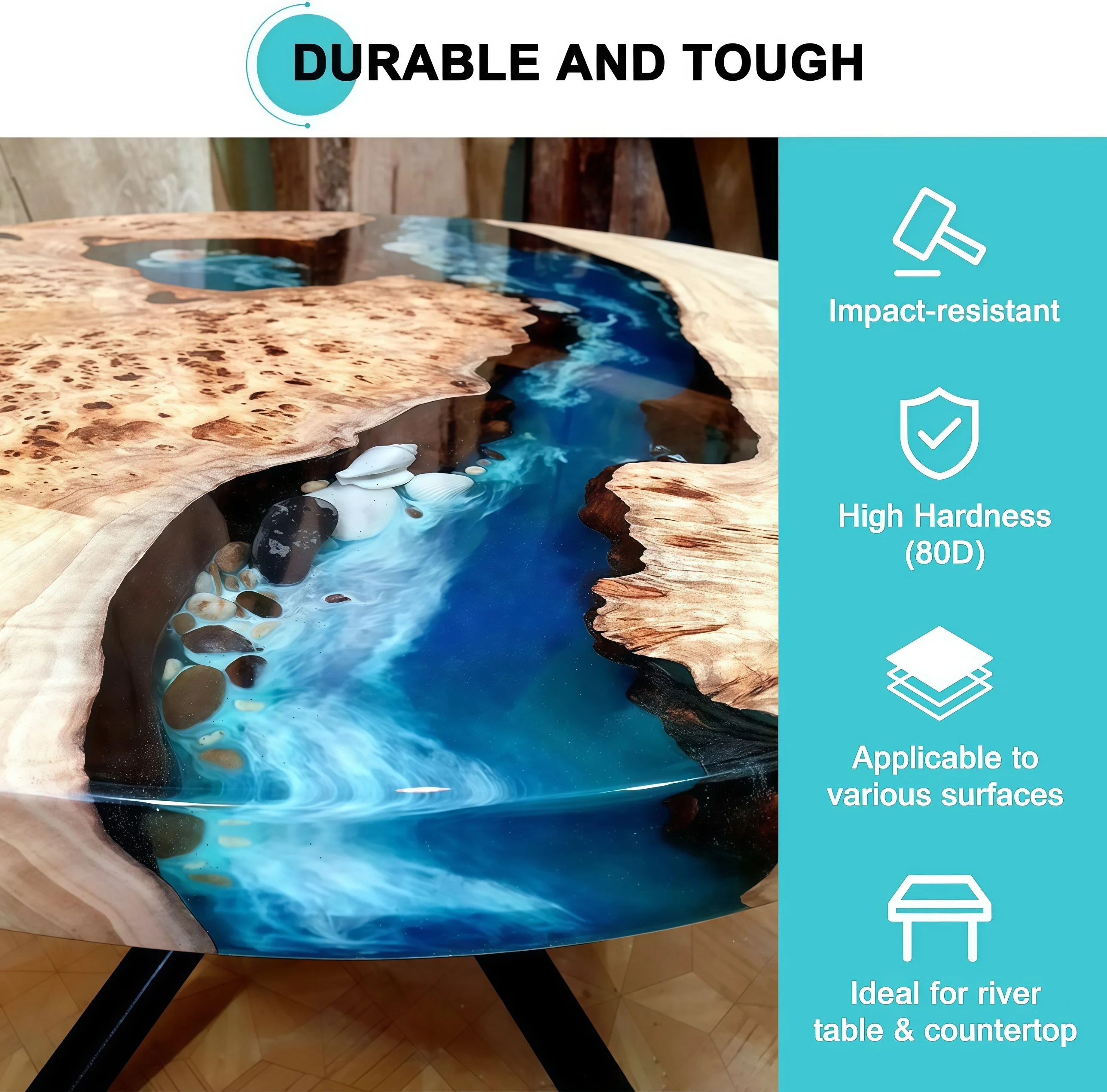 Klares Epoxidharz-Set Geeignet für DIY, 1:1 Verhältnis No-Mix-Formel für Schmuckherstellung, Tischplatten-Bastelarbeiten, Holzanwendungen, Formen – Detail 9