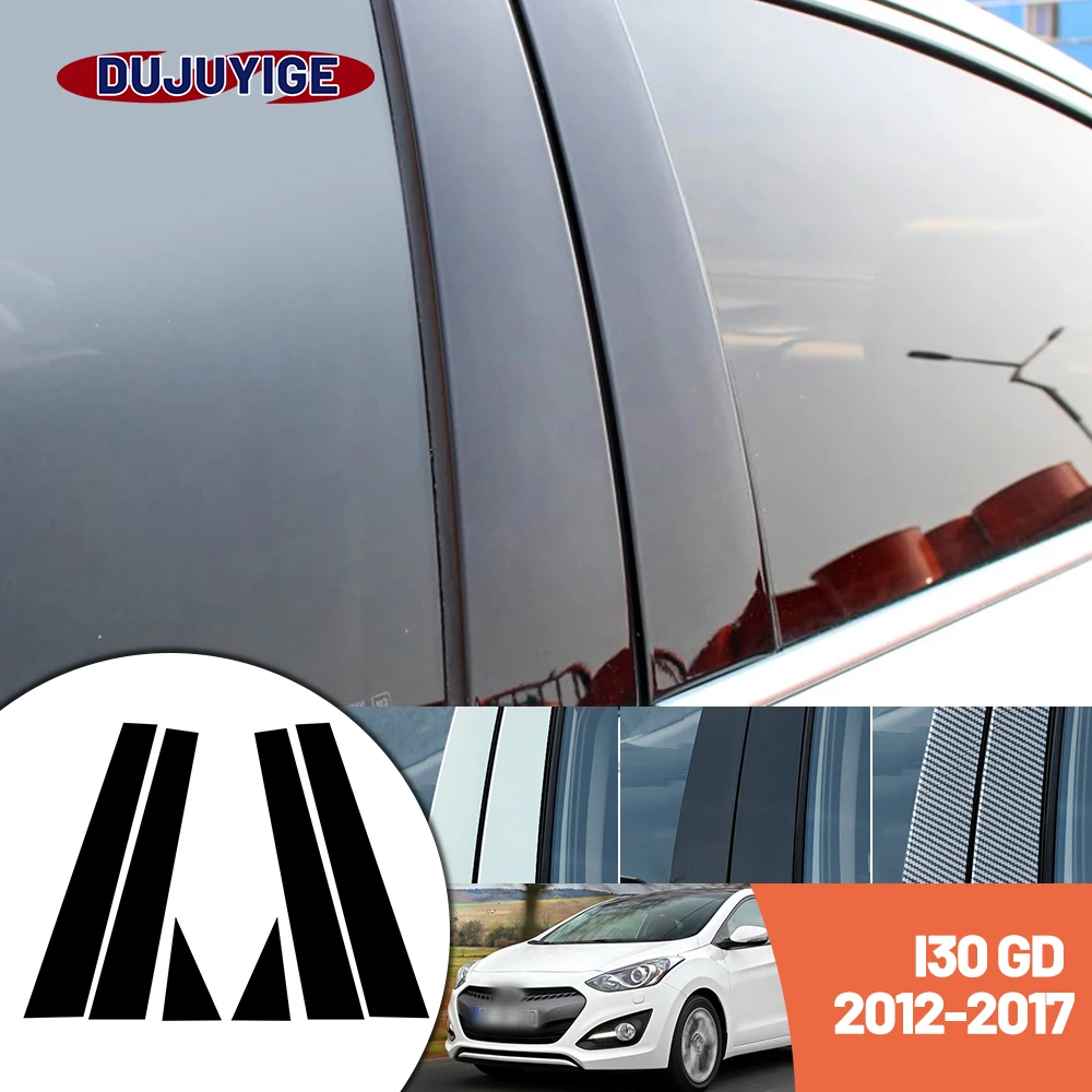 

Bright black carbon fiber door and window B C Pillar sticker suitable For Hyundai I30 GD 2012-2017 2013 2014 2015 2016