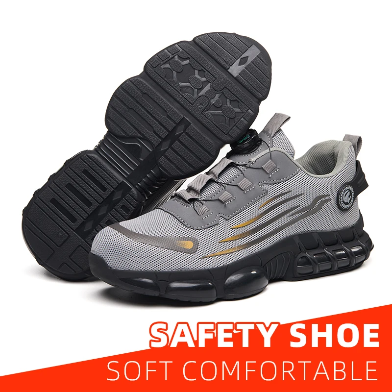 

Мужские рабочие ботинки с защитой от проколов и скольжения, стальным носком, дышащие, из тканого материала, с амортизацией, для активного отдыха и бега