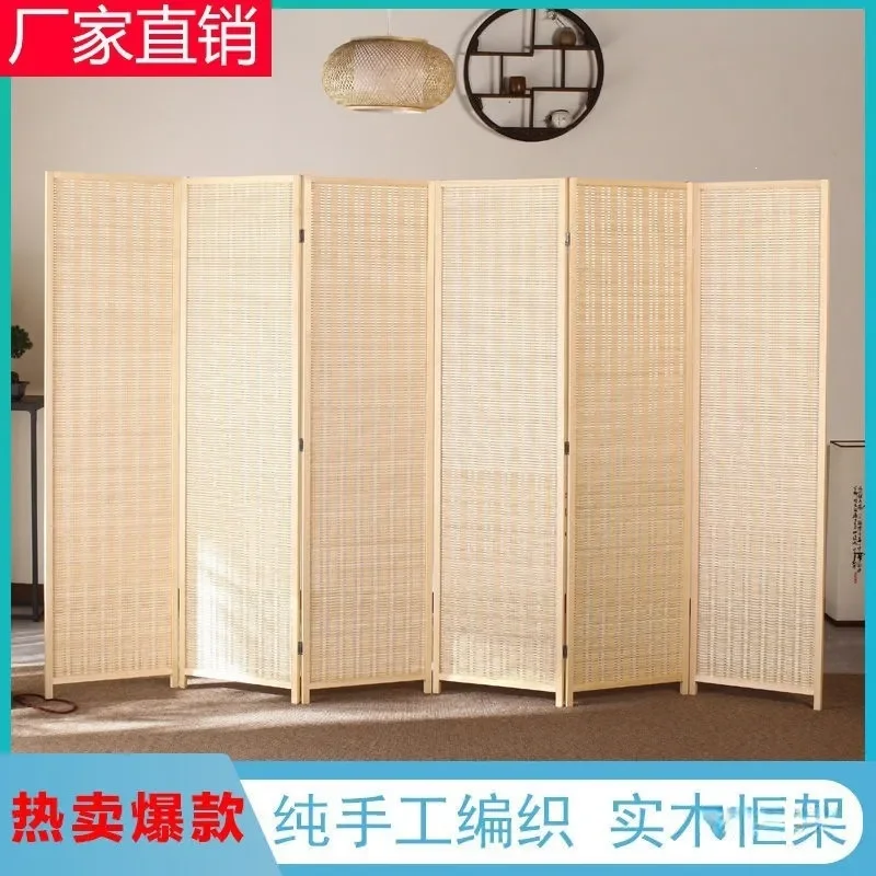 Solid Wood Bamboo Folding Screen Mobile Partition Simple Modern Room Divider for Living Room Bedroom Office Home Shelter
