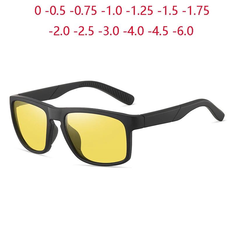 

Квадратные солнцезащитные очки для близорукости с линзами ночного видения и диоптриями для занятий спортом на открытом воздухе, антибликовые очки UV400 с минусом -0,5 -0,75 до -6,