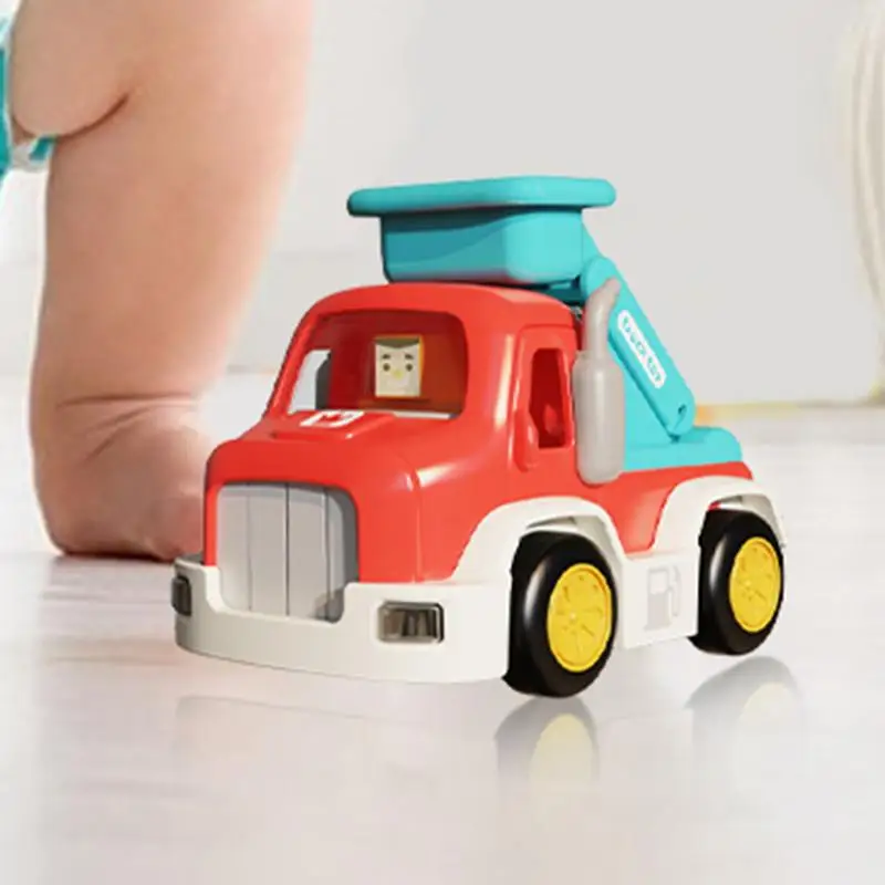 Coche de construcción para niños, coche de juguete de dibujos animados con música y luz, múltiples articulaciones móviles, coche extraíble de inercia para Pla imaginativo