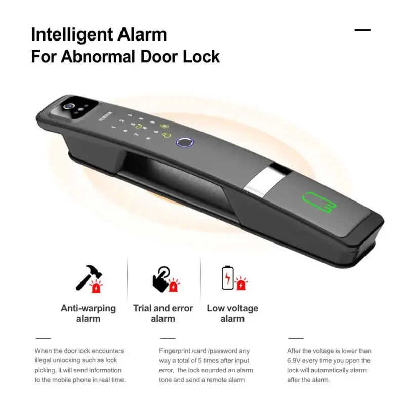 H06 Smart Door Lock 3D Face Recognition Smart Home Door Lock WiFi Digital Electronic Lock Wifi Camera Rfid Card Works With tuya