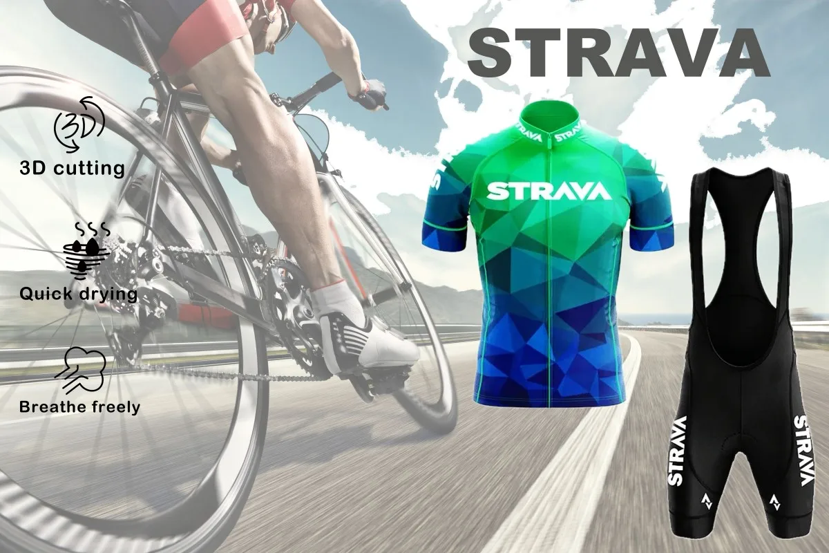 STRAVA Men's Cycling Jacket Sportswear Road Cycling Sportswear Outdoor Camping Mountain Bike Jacket Tracksuit Set