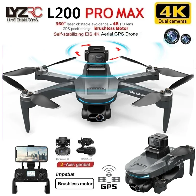 

Drone L200 Pro MAX 4K Professional 5G GPS HD Dual Camera 3-axis Gimbal Photography Brushless Foldable Quadcopter Drones Toys 5KM