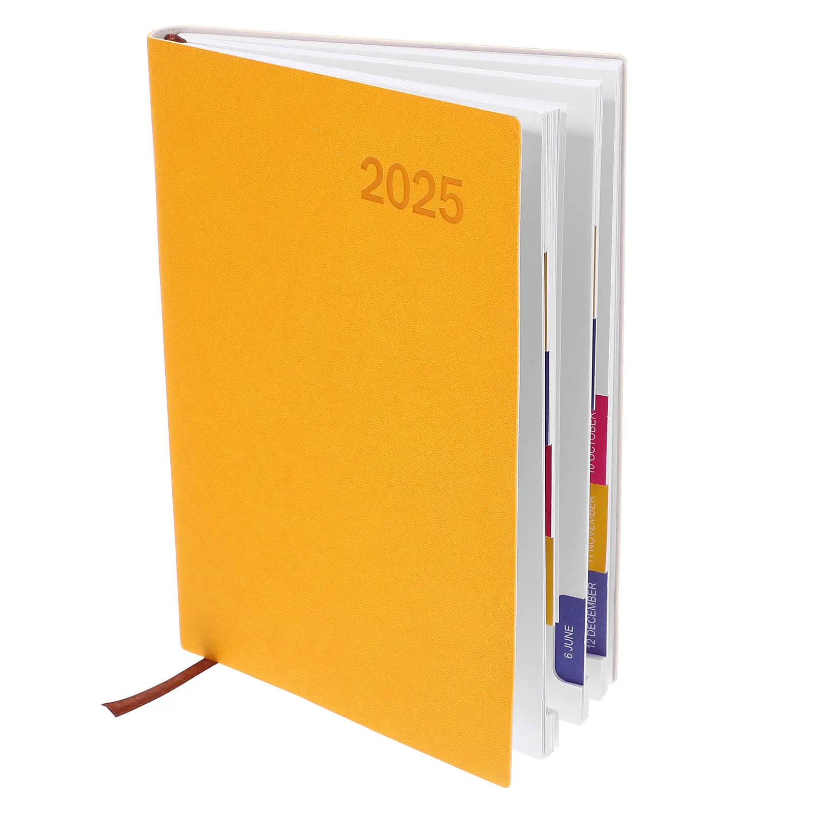 2025 English Planner A5 Compact PU Hardback Vibrant Color Weekly Monthly Daily Calendar Notebook Academic Student