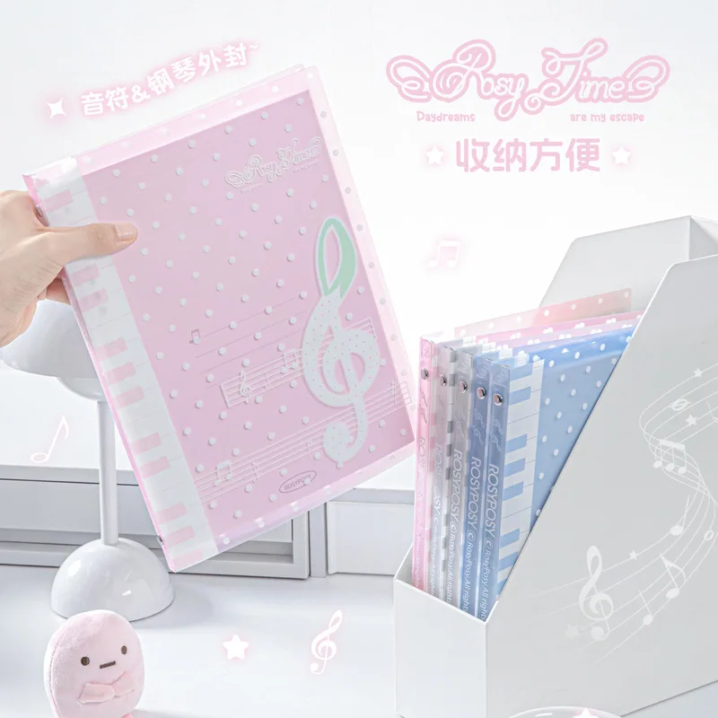 Rosyposy Melody Loose Leaf Notebook Soft Cover B5 Ruled Grid Polka Dot Music Note For Office School Study Stationery
