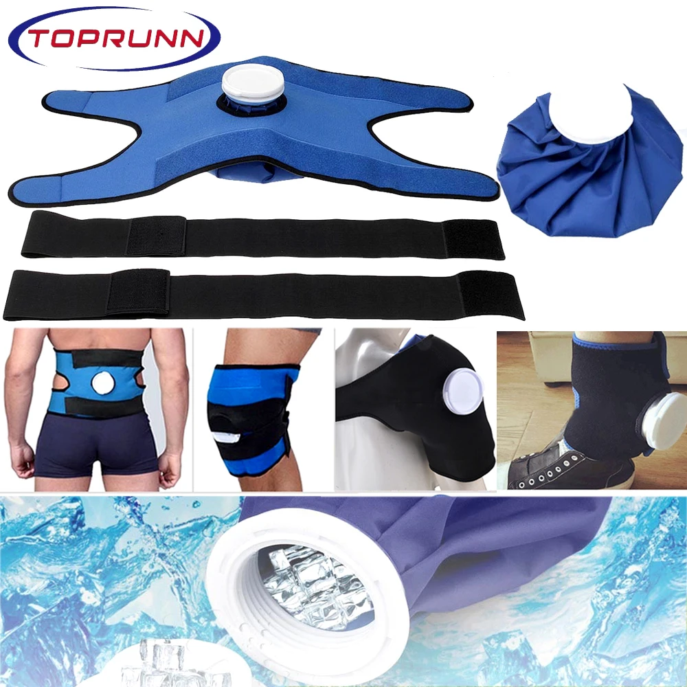 Shoulder Knee Ankle Waist Brace,with Ice/Hot Compress Cloth Pack Holder,Ice Bag Reusable Fixing Band Bandage for Sprain,Swelling