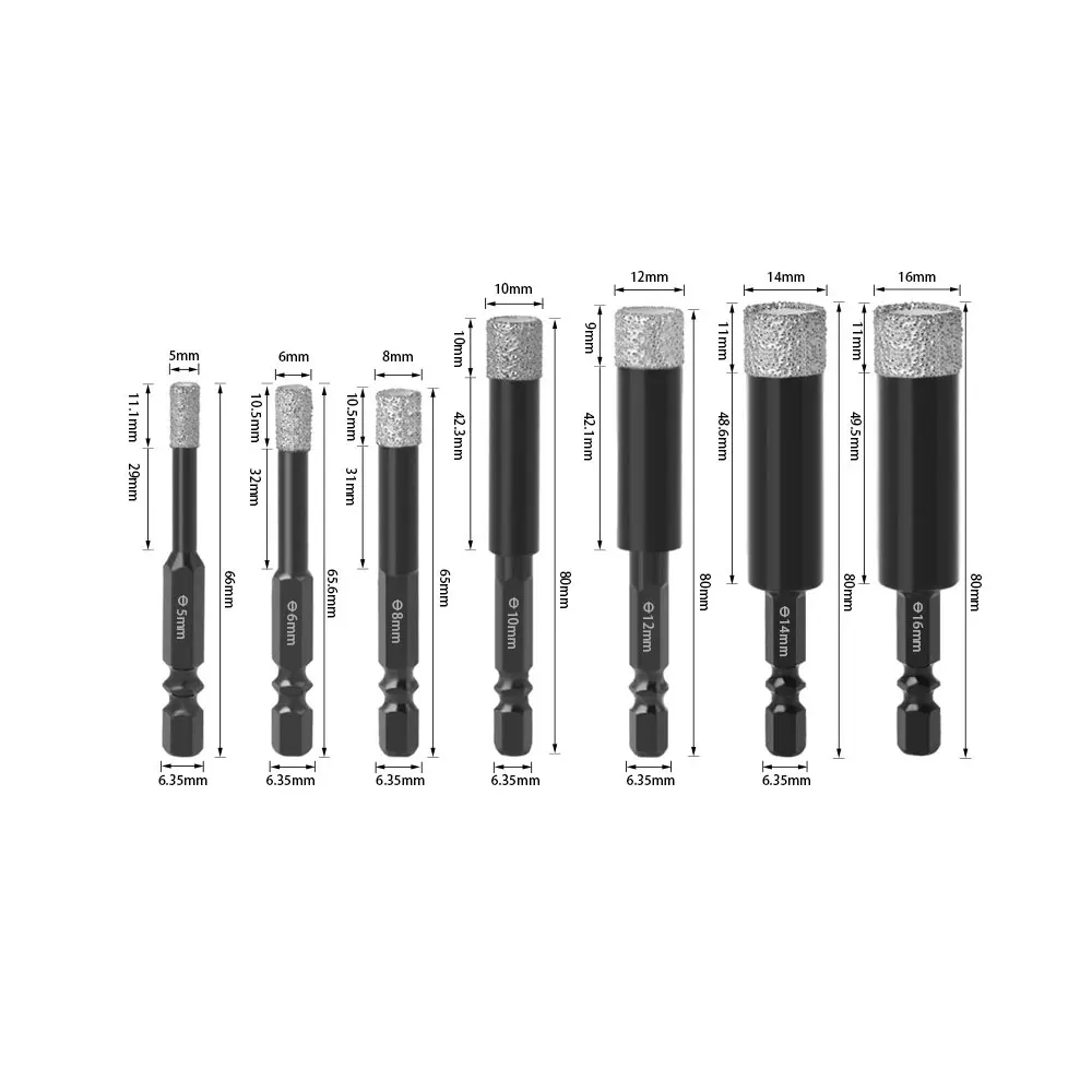 Prodrill Hex Diamond Dry Core Welded Saw Advanced Anhydrous Drill Bits  for Glass Granite Porcelain Tile Marble 5-16mm