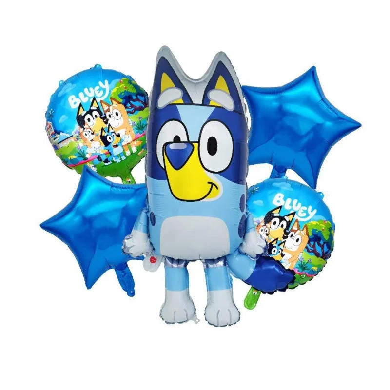 Cartoon Bluey Familie Aluminium Ballon Cartoon Spel Speelgoed Blauw Oranje Brouy Ballon Decoratie Set Verjaardagsfeest Benodigdheden Kind Speelgoed