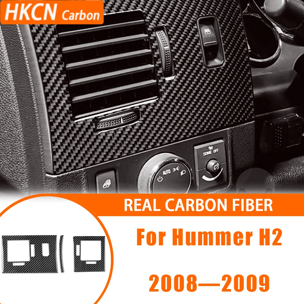 Carbon Fiber Instrument Dashboard Air Vent Adjustment Set Panel For Hummer H2 2008—2009 Interior Cover Trim Sticker Modification