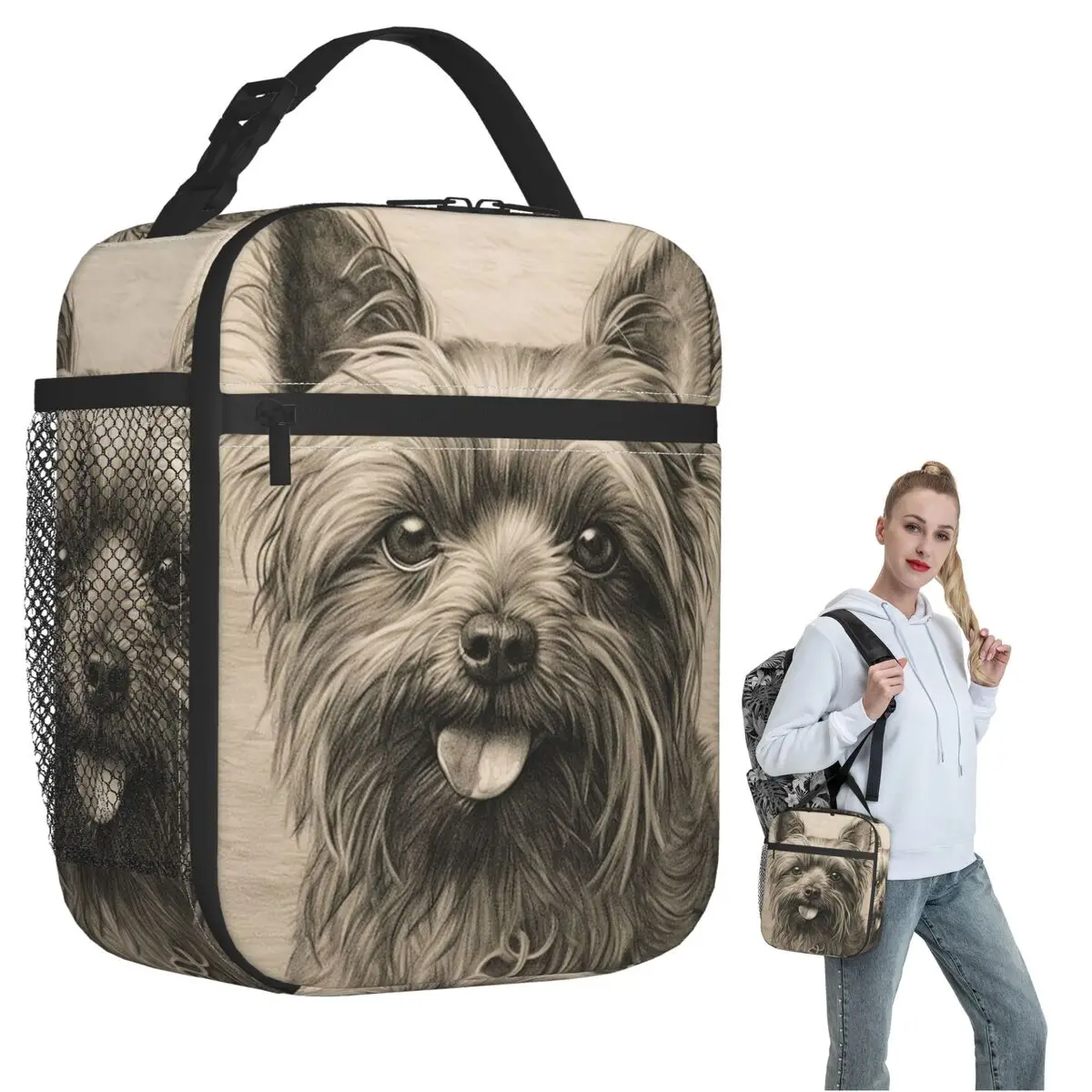 The Adorable Yorkshire Terrier Dog Insulated Lunch Bag for Women Kids Portable Food Boxes Thermal Lunch Box Tote