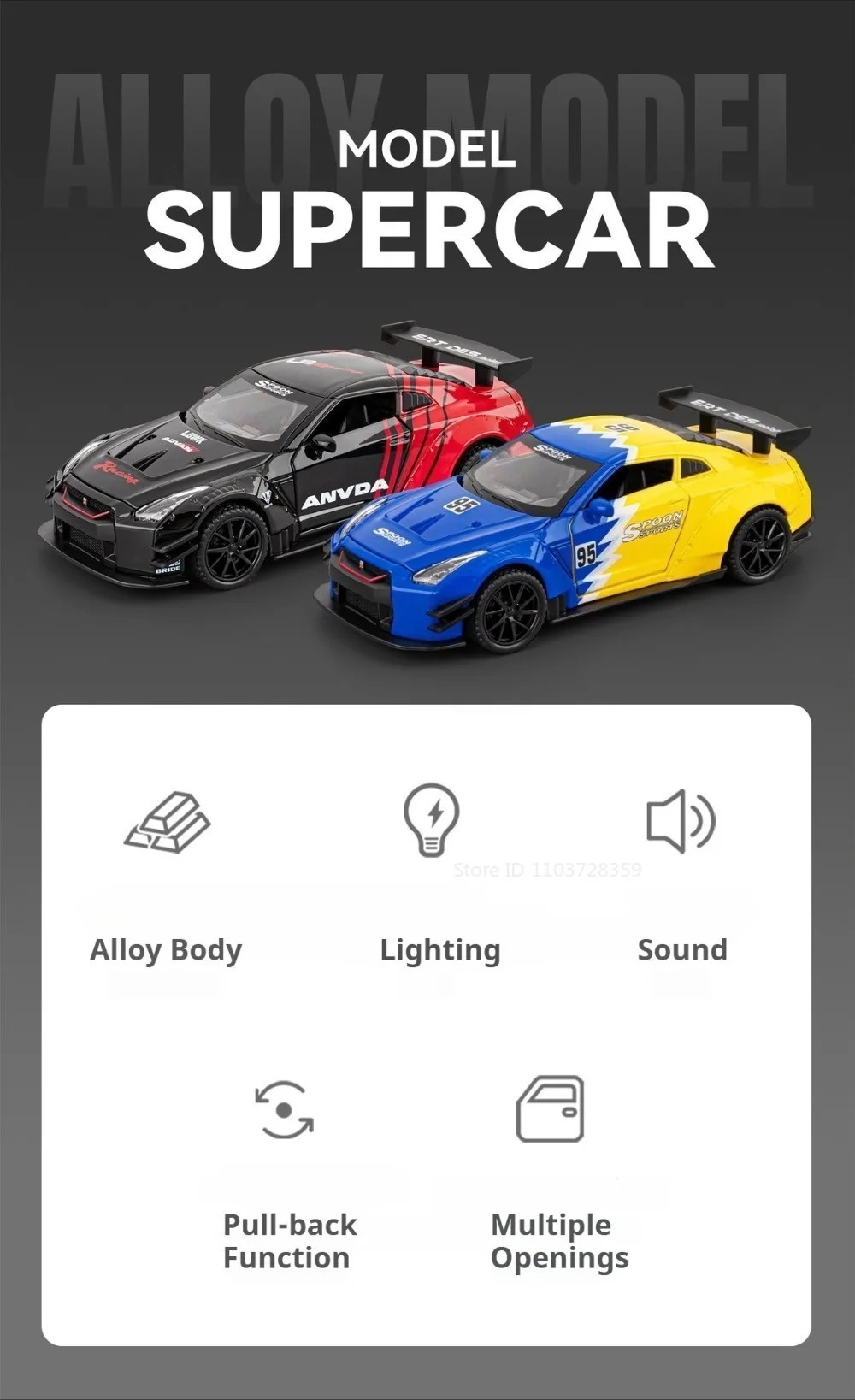 1:32 GTR Panamera Modell Sportwagen Spielzeug Legierung Druckguss Sound Licht Türen geöffnet Exquisite Körper zurückziehen Sammlung Supercars – Detail 2