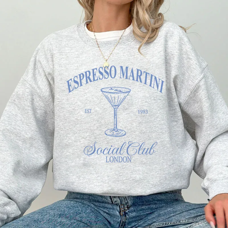 

Espresso Martini Social Club Sweatshirt Women Men Martini Lover Hoodies Funny Drinking Crewneck Sweatshirts Women's Clothes