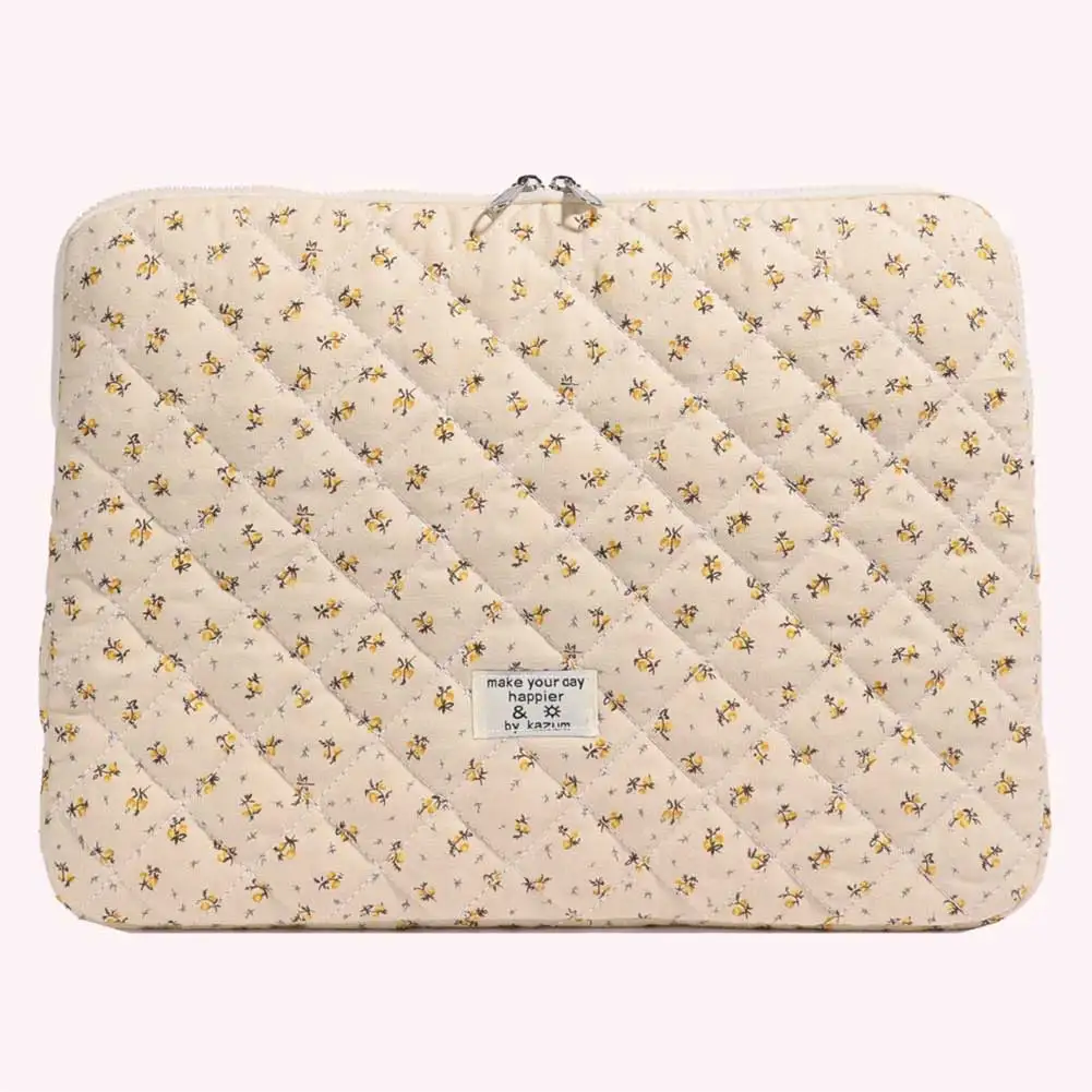 Flower Printed Laptop Sleeve Quilted Laptop Carrying Case Protective Notebook Case for 11-15 Inch Laptop Tablet