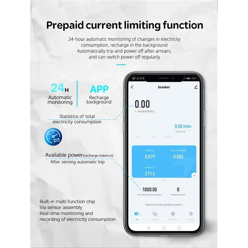 B50B Tuya Smart WiFi MCB Breaker, 3P+N 63A, RS485 Prepaid Meter Timer Switch, Voltage Current Protector, Voice Control