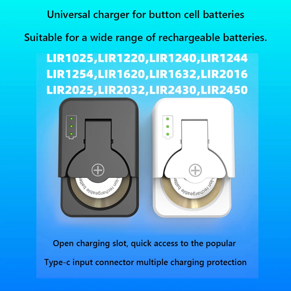 Chargeur de pile bouton Eddie Ion de type C, protection multiple, mini chargeur de batterie bouton, 4.2V, LIR2032, LIR2025, LIR2016, LIR2450