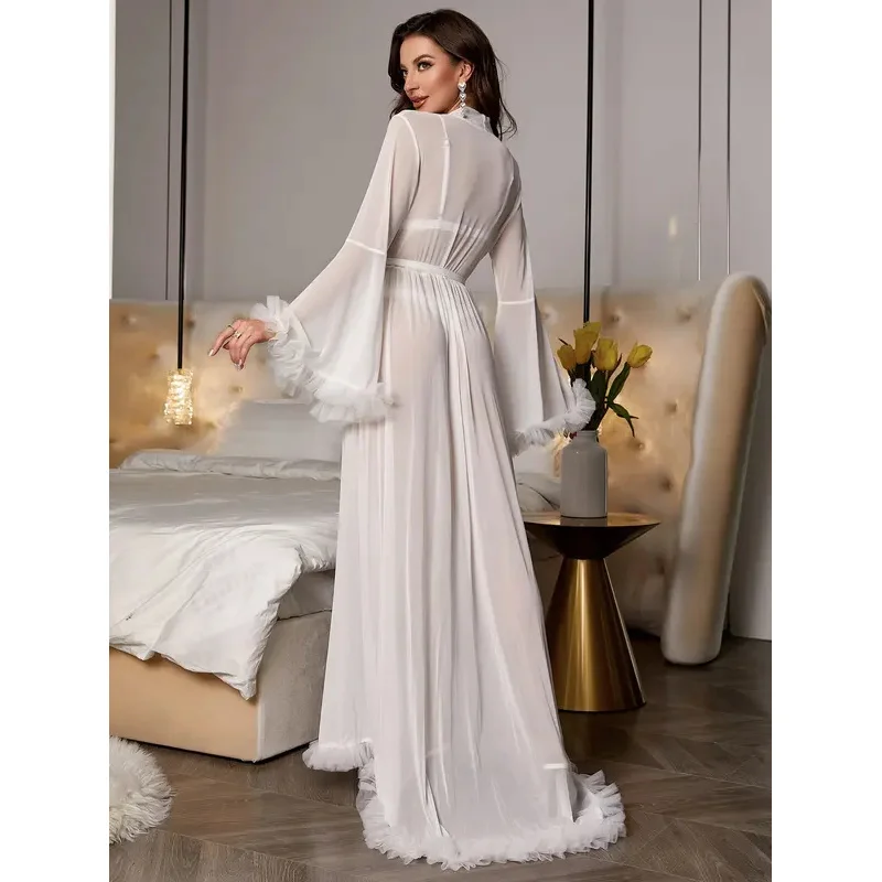 Sexy See-through Lace Sleepwear 2026 New Style Leisure Home Sleep Robe Use Comfortable Polyester Fabric Four Seasons universal image 6