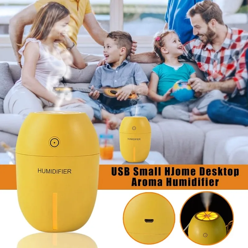 Dropshiping Mini Rechargeable Desktop USB Humidifier Car Aroma Humidifier Lemon 180ML Water Humidifier Cool Mist Black