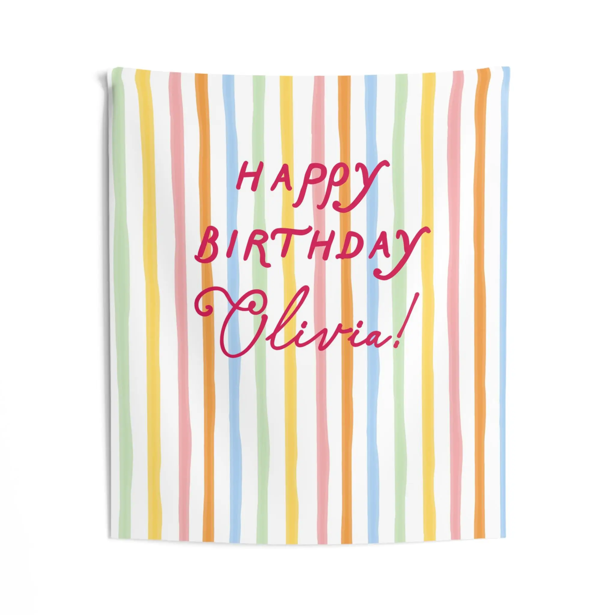 Happy Birthday Backdrop, Whimsical Personalized Girls Birthday Banner, Colorful Large Fabric Flag S1013