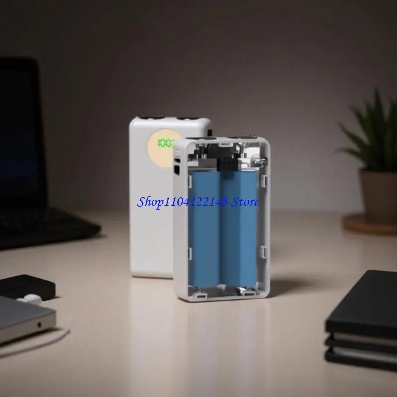 P9FA DIY Power Banks Case 2x21700 Batteries Case No Solder Assembly Support Fast Charging Double Lights Battery Meter
