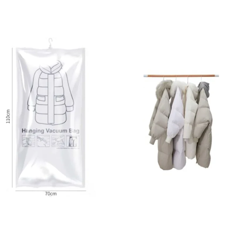 

6PCS Hanging Vacuum Storage Bags for Clothes Vacuum Space Saver Bags for Clothes with Hanger Hook